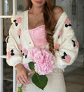 Three Dimensional Rose Knit Cardigan - Pink
