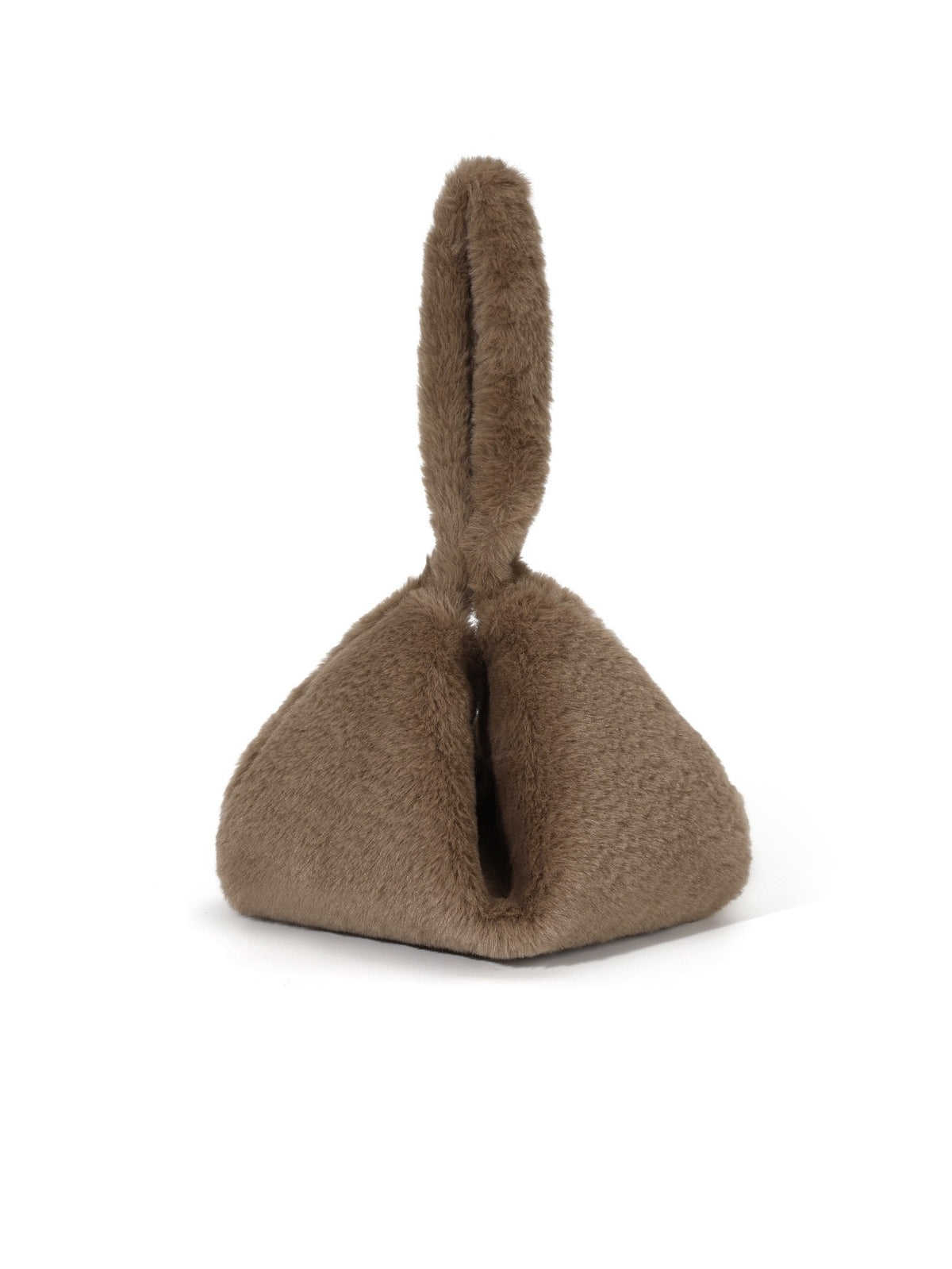 Triangle Pouch Wristlet Clutch Bag - Brown Plush