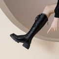 Lace-Up Knee High Lug Sole Boots