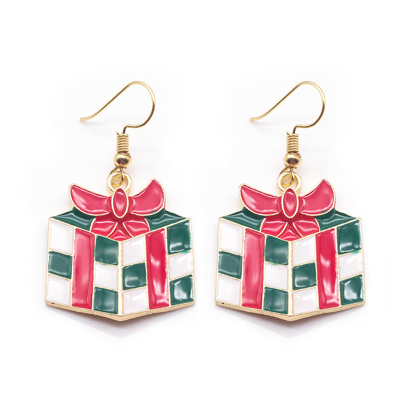 Enamel Festive Motif Drop Earrings - Box