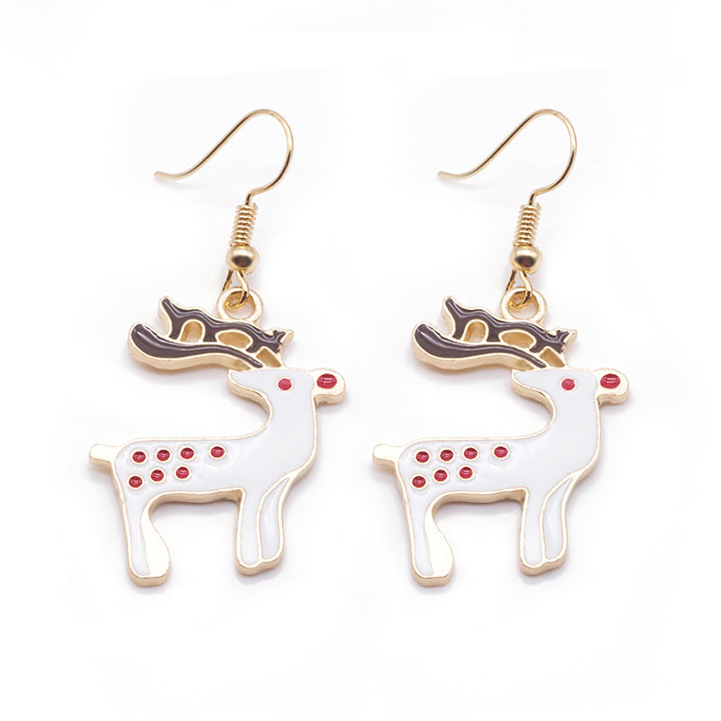 Enamel Festive Motif Drop Earrings - Elk