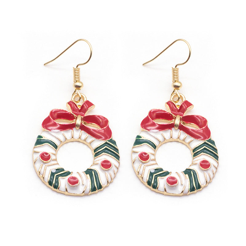 Enamel Festive Motif Drop Earrings - Garland