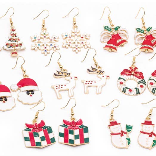 Enamel Festive Motif Drop Earrings