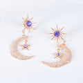 Celestial Star and Moon Drop Earrings - Gold