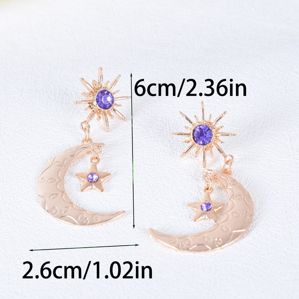 Celestial Star and Moon Drop Earrings - view 3