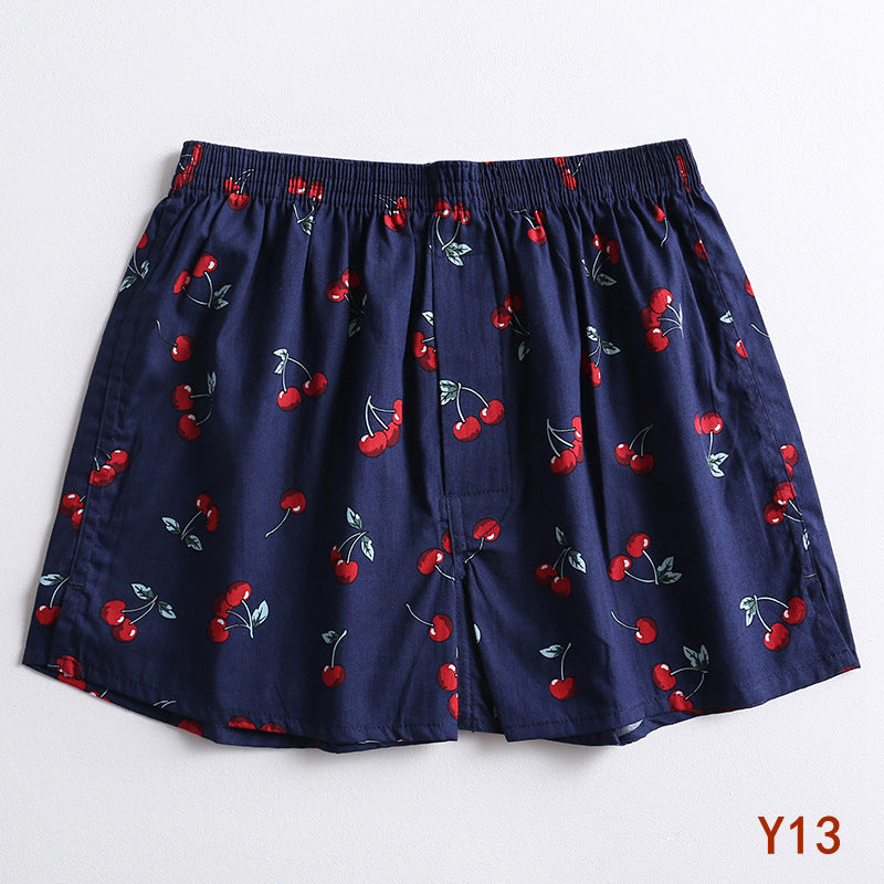 Fruit Print Cotton Boxer Shorts - Y13Cherry