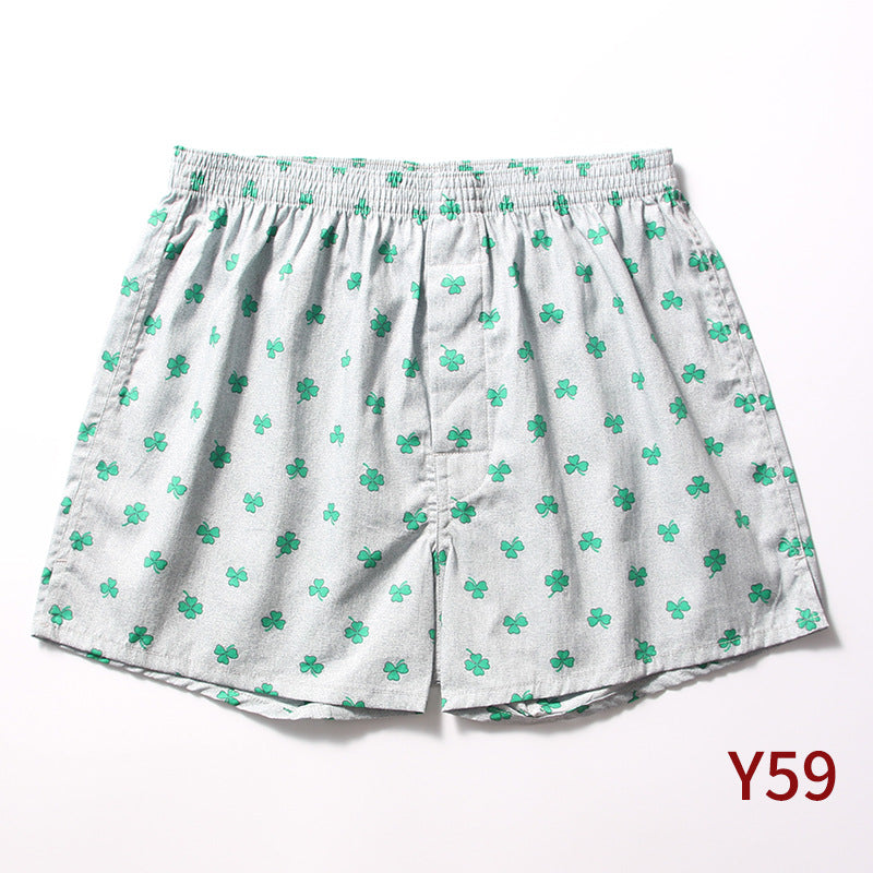 Fruit Print Cotton Boxer Shorts - Y59Clover
