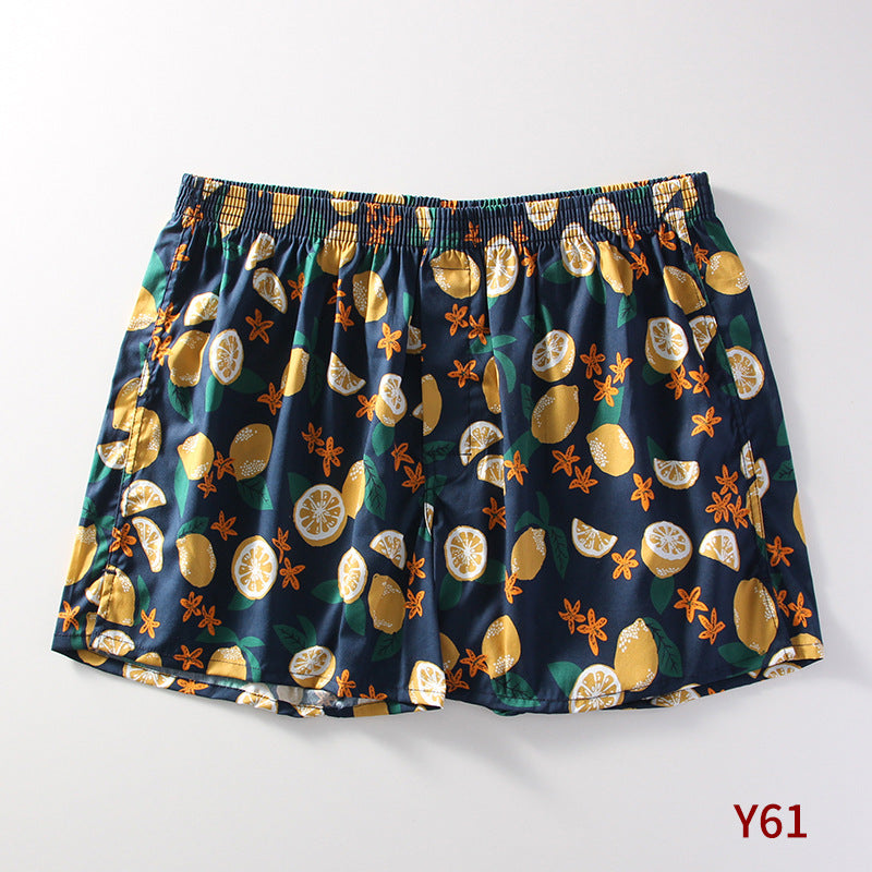 Fruit Print Cotton Boxer Shorts - Y61Lemon