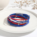 Multi Strand Leather Wrap Bracelet - blue