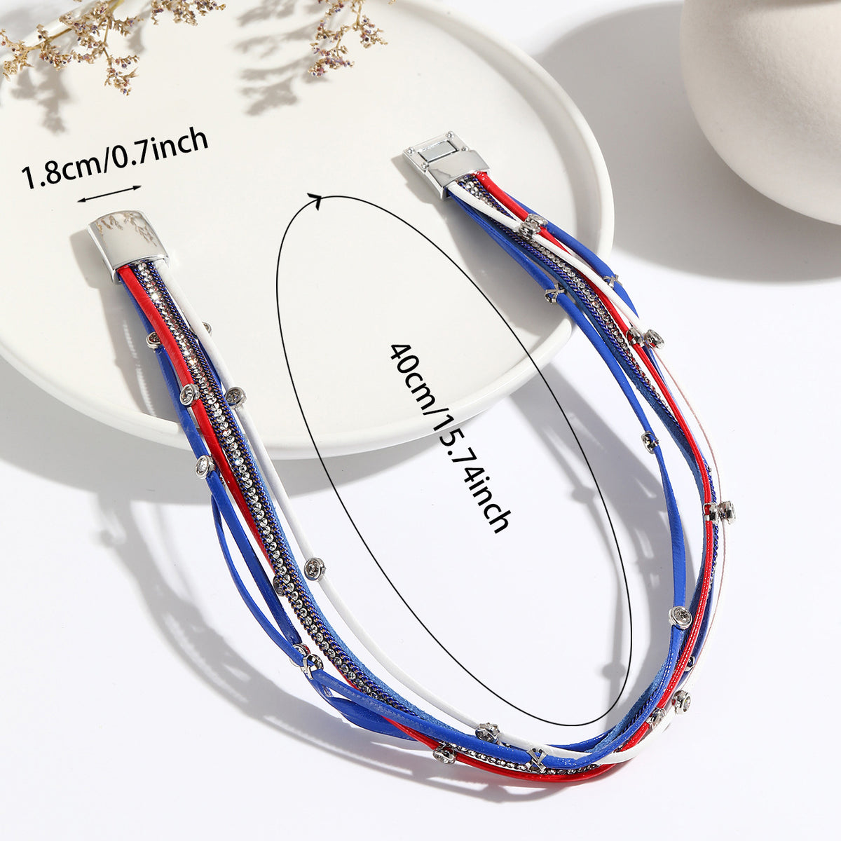 Multi Strand Leather Wrap Bracelet - blue - 1
