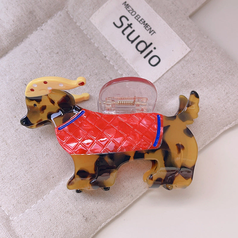 Puppy Dog Shaped Resin Hair Claw Clip - RedDH