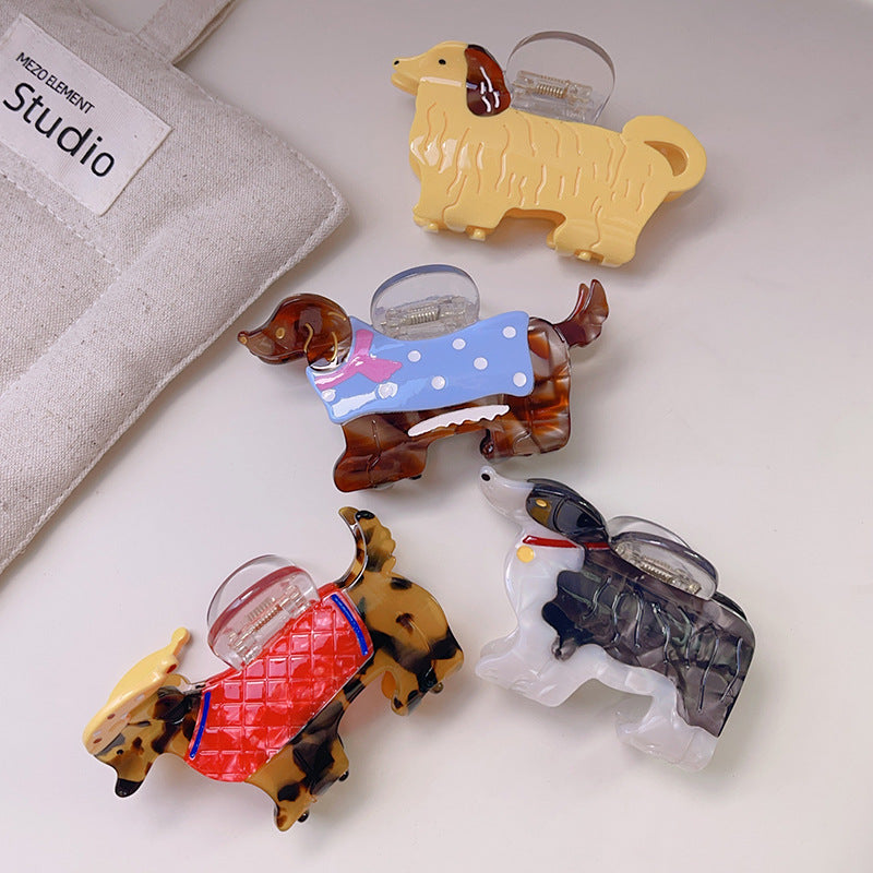 Puppy Dog Shaped Resin Hair Claw Clip