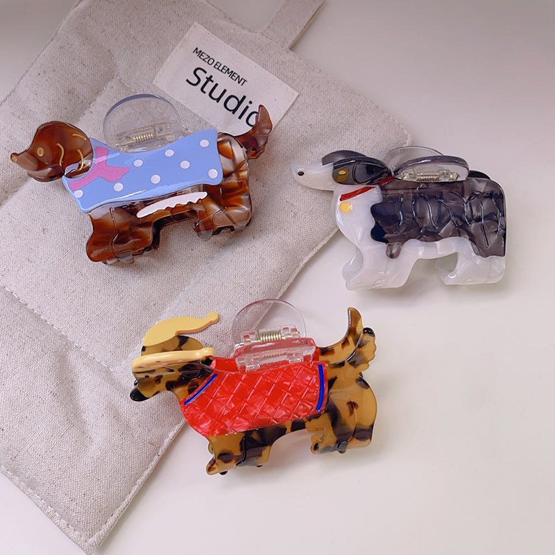 Puppy Dog Shaped Resin Hair Claw Clip - view 2
