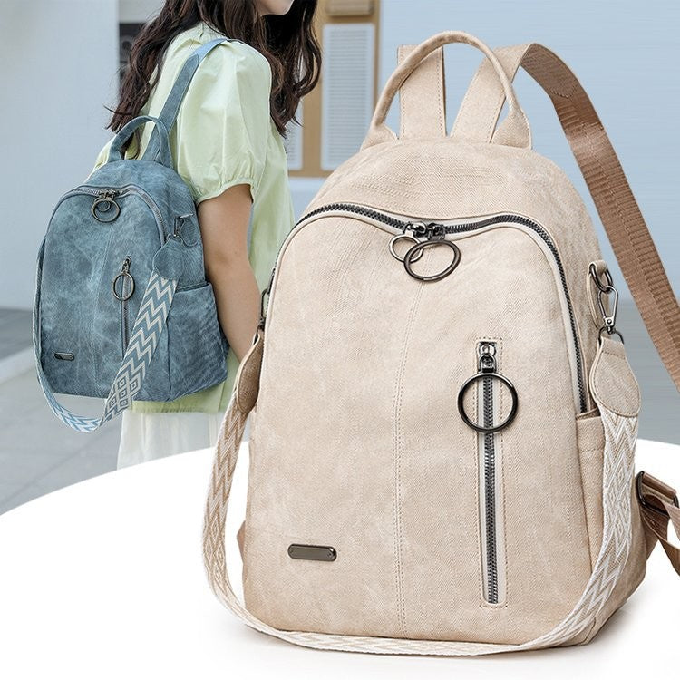 Distressed Faux Leather Convertible Backpack
