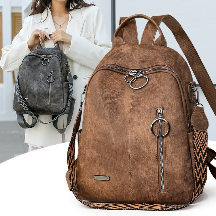 Distressed Faux Leather Convertible Backpack