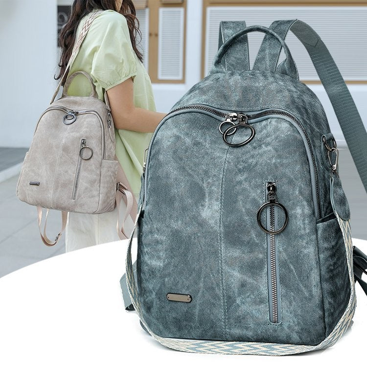 Distressed Faux Leather Convertible Backpack