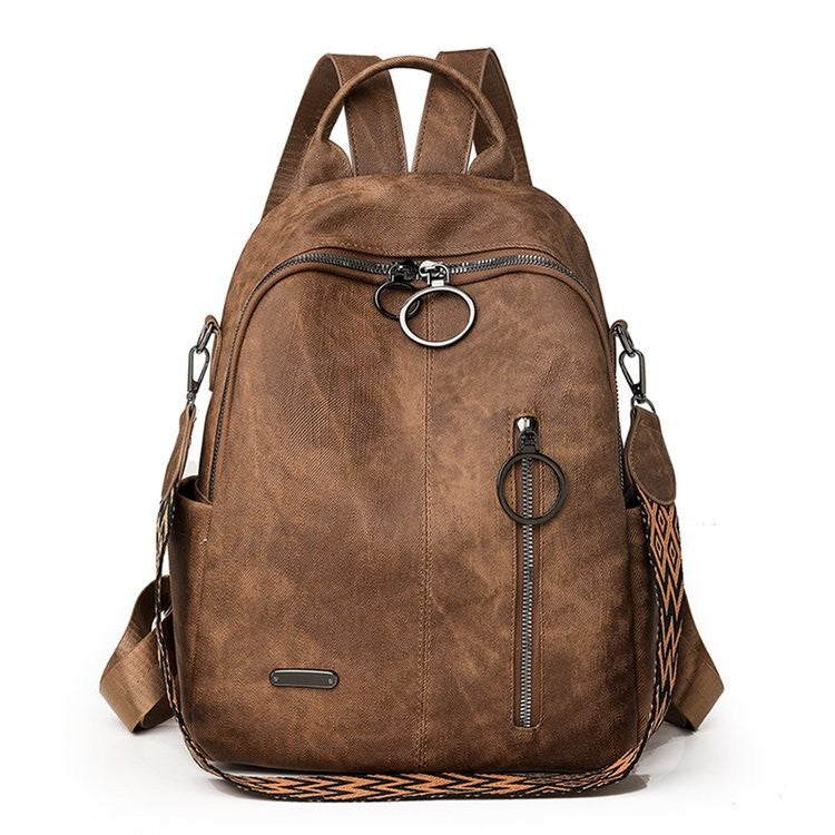 Distressed Faux Leather Convertible Backpack