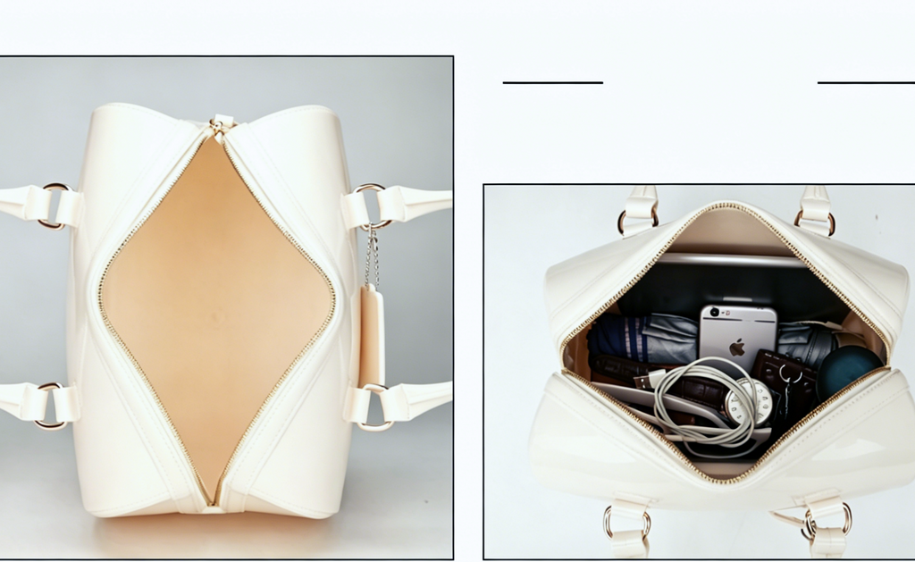 Glossy Jelly Top Handle Boston Bag - Offwhite - 4