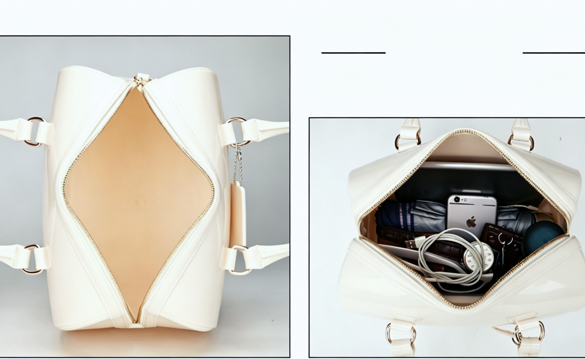 Glossy Jelly Top Handle Boston Bag - Offwhite - 4