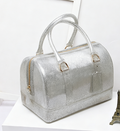 Glossy Jelly Top Handle Boston Bag - Silver