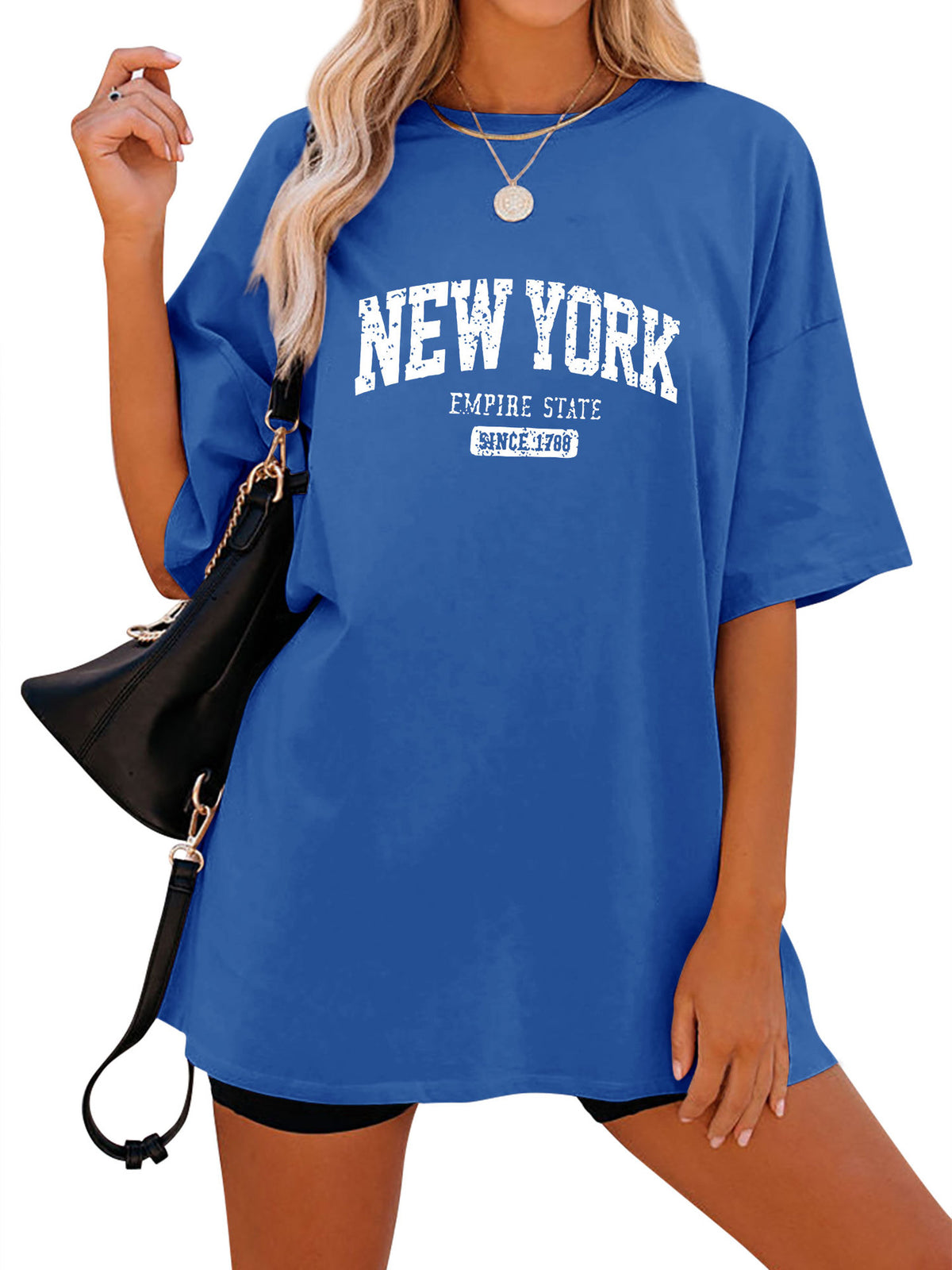 New York Empire State Oversized Tunic Tee - Royal