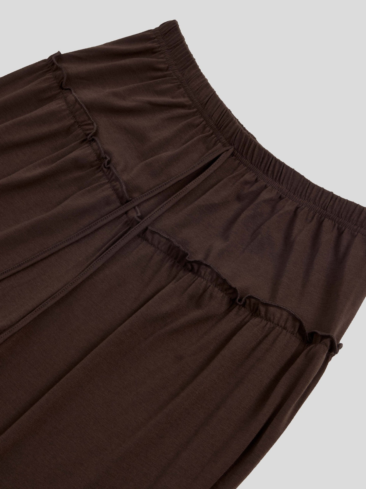 Tiered Ruffle Wide Leg Boho Palazzo Pants - Coffee - 1