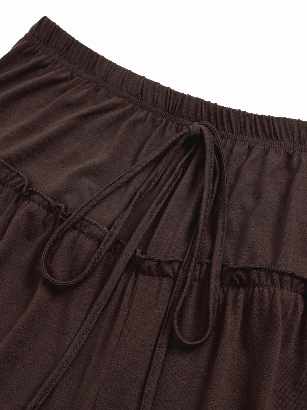 Tiered Ruffle Wide Leg Boho Palazzo Pants - Coffee - 2