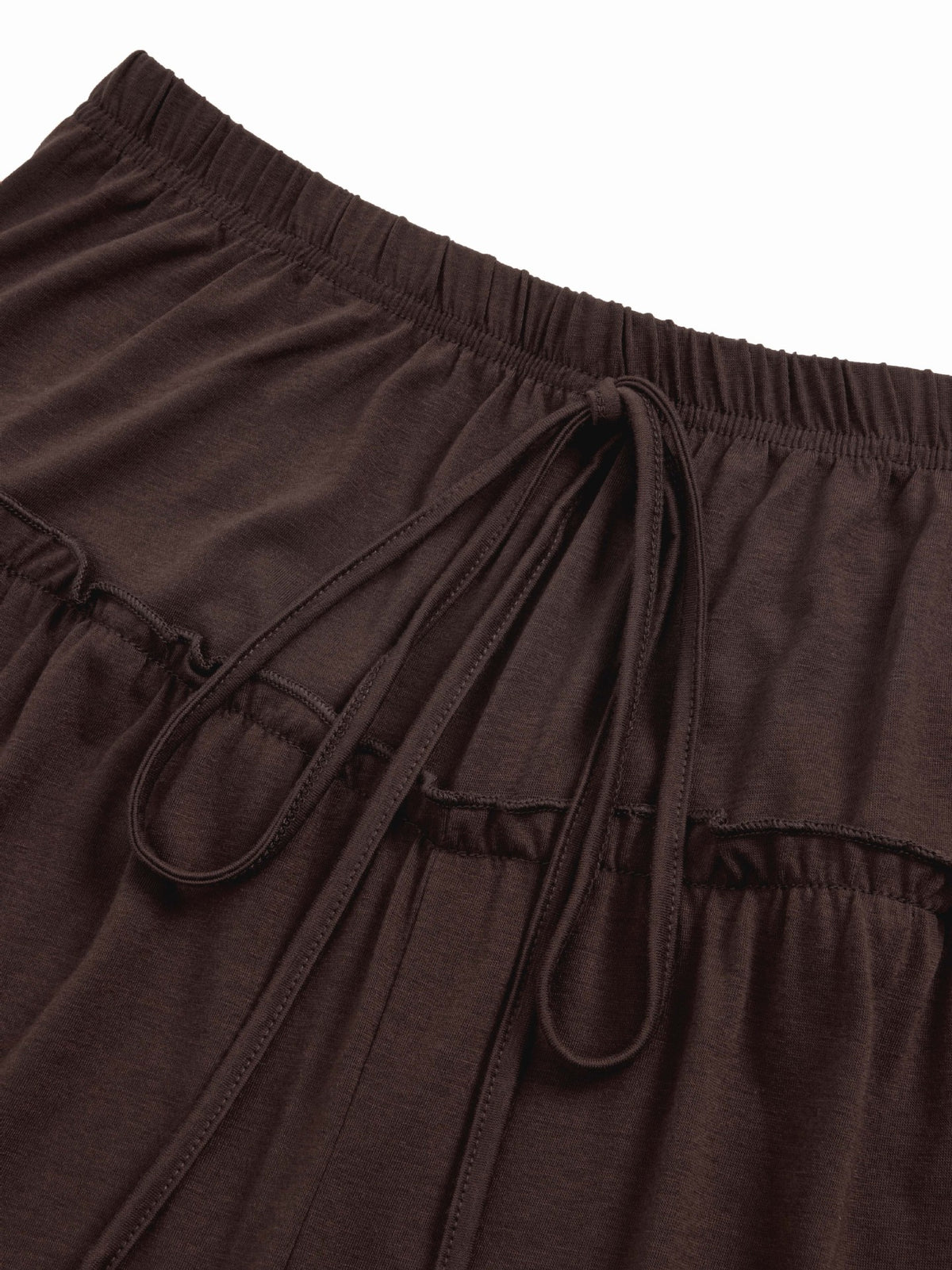 Tiered Ruffle Wide Leg Boho Palazzo Pants - Coffee - 2