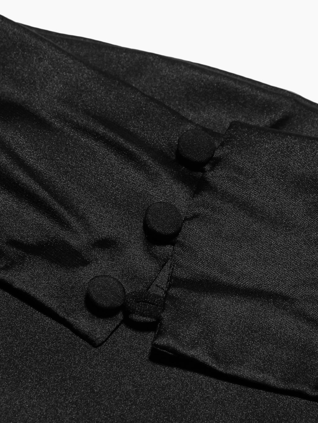 Draped Mock Neck Open Back Satin Tank - Black - 4