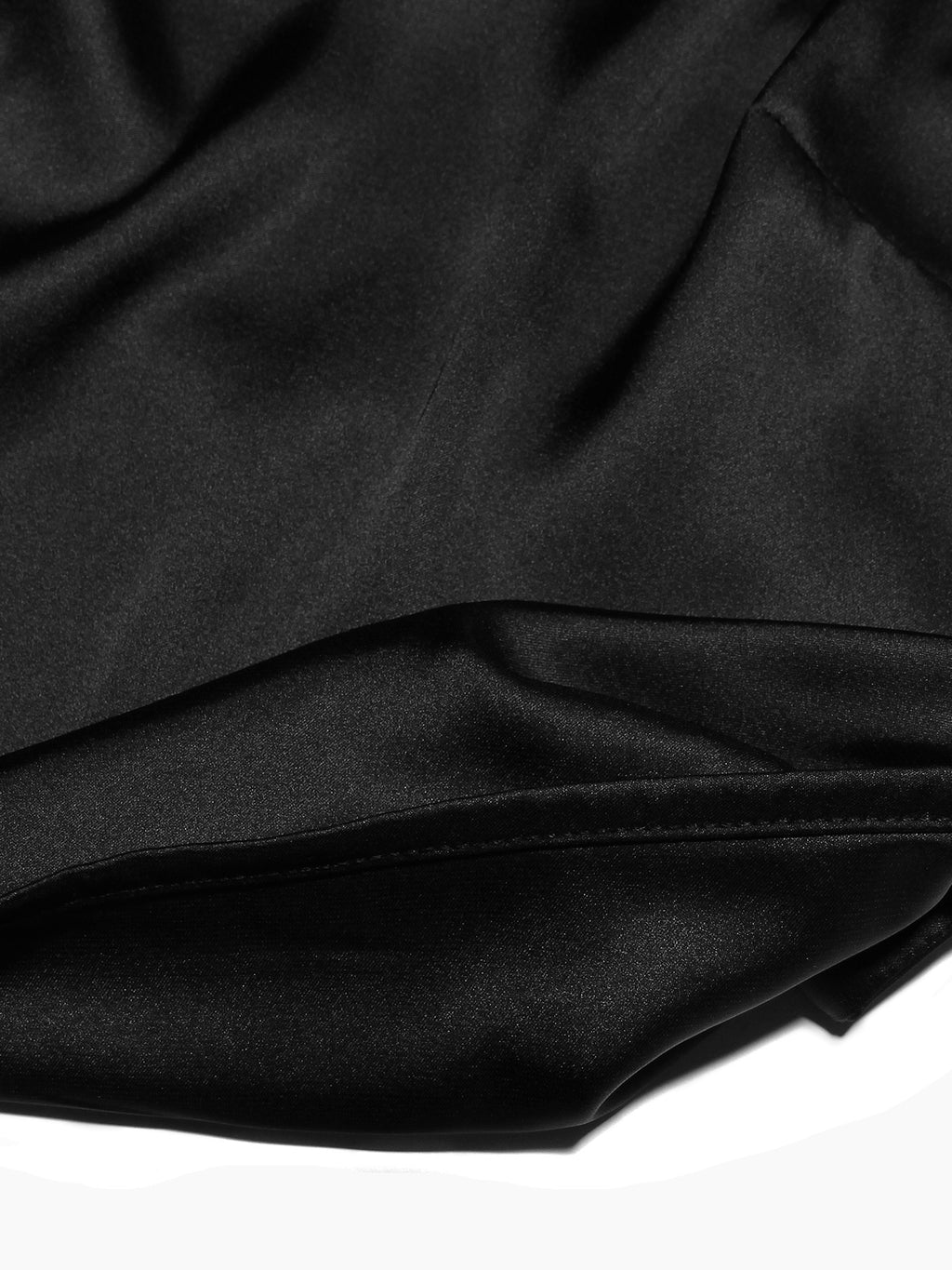 Draped Mock Neck Open Back Satin Tank - Black - 6