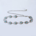 Marquise Stone Oval Concho Belt Chain - Silvery