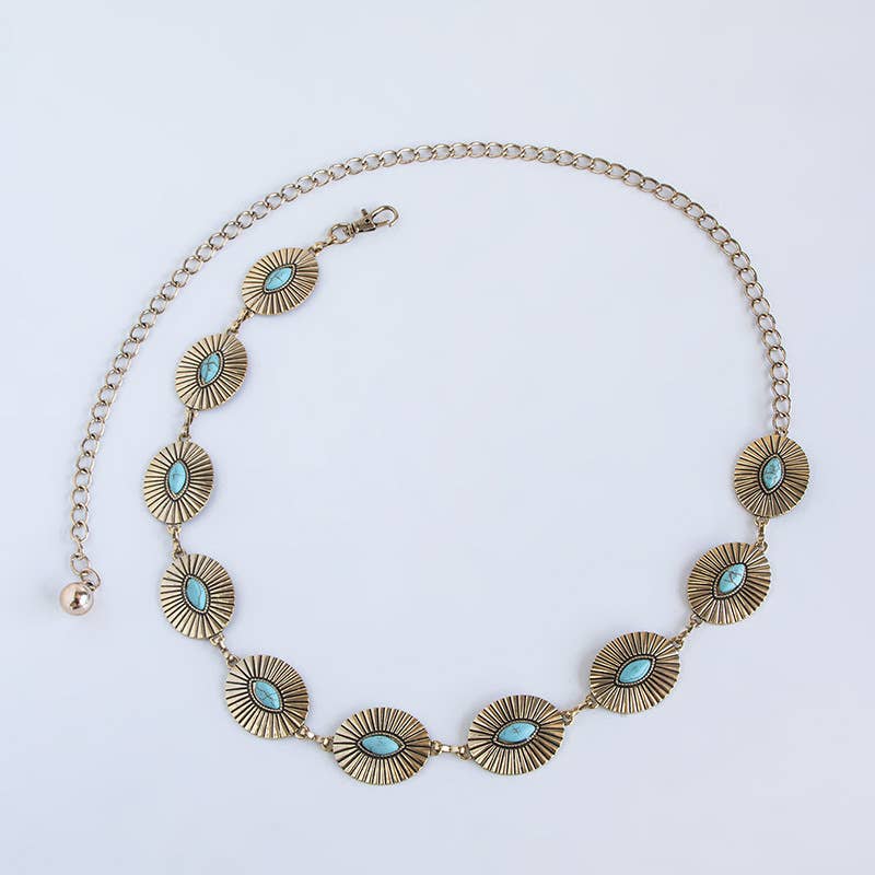 Marquise Stone Oval Concho Belt Chain