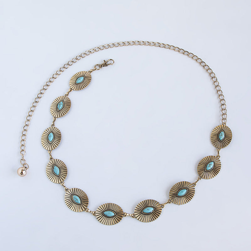 Marquise Stone Oval Concho Belt Chain - view 1