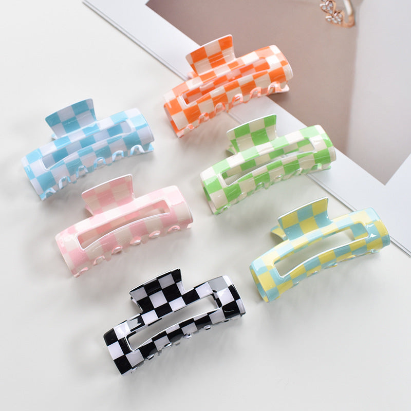 Two Tone Check Rectangular Hair Claw - view 1