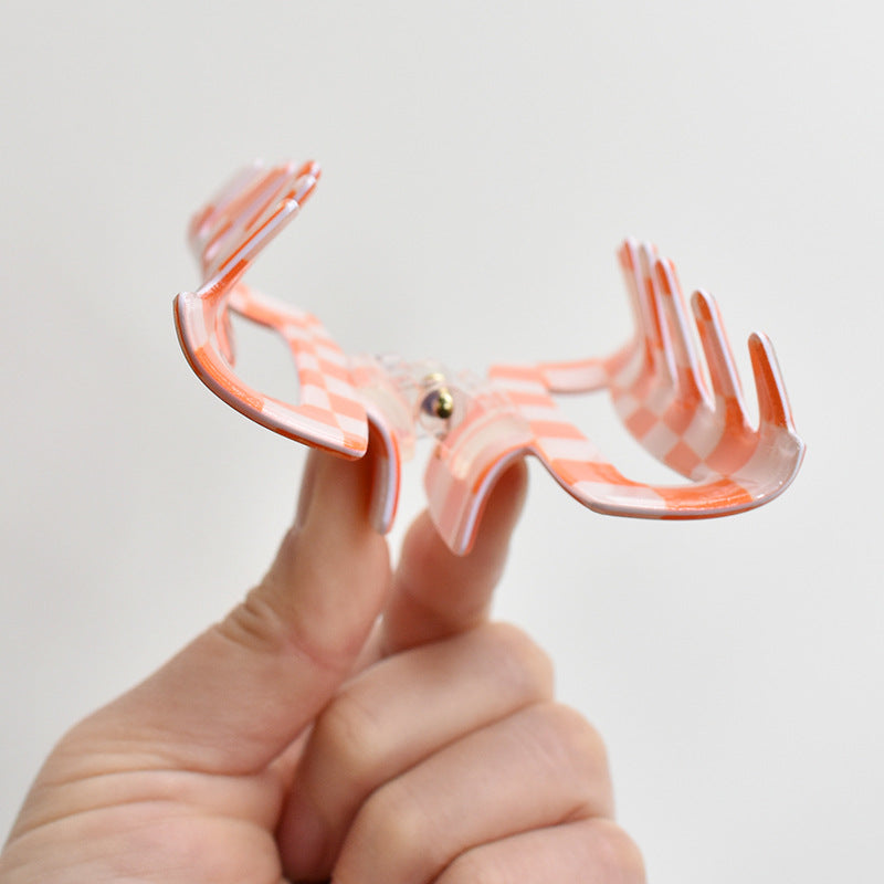 Two Tone Check Rectangular Hair Claw - view 2