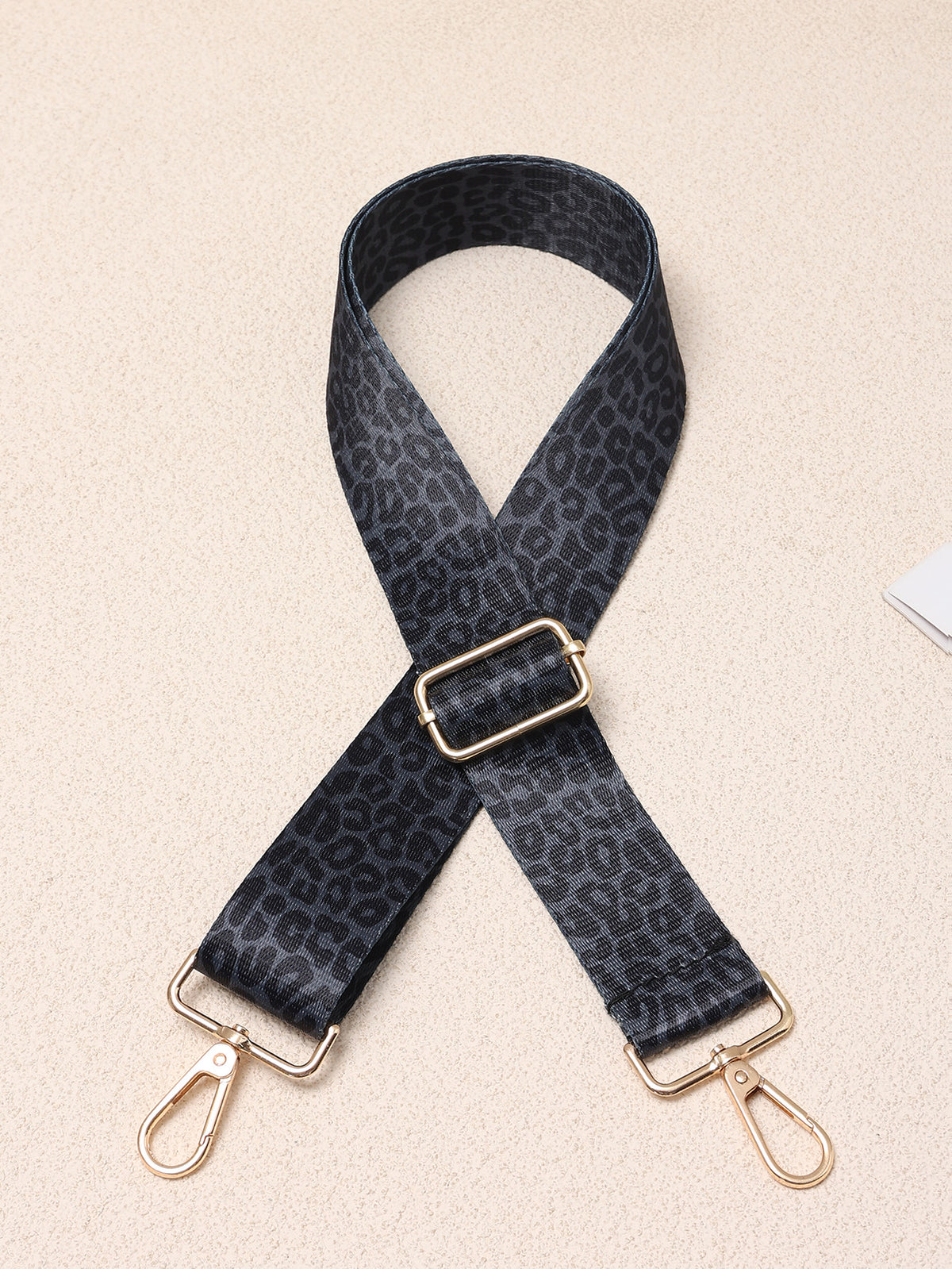 Leopard Print Adjustable Crossbody Bag Strap - Black_G
