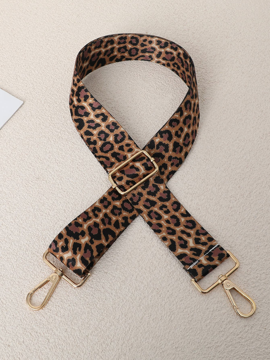 Leopard Print Adjustable Crossbody Bag Strap - Brown_G