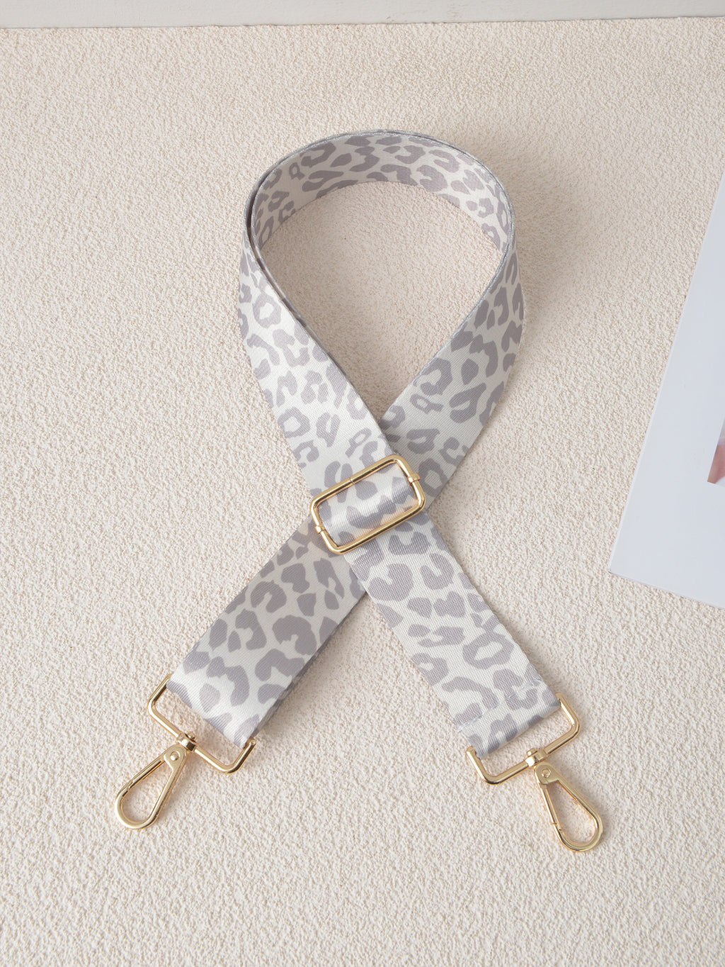 Leopard Print Adjustable Crossbody Bag Strap - Grey_G