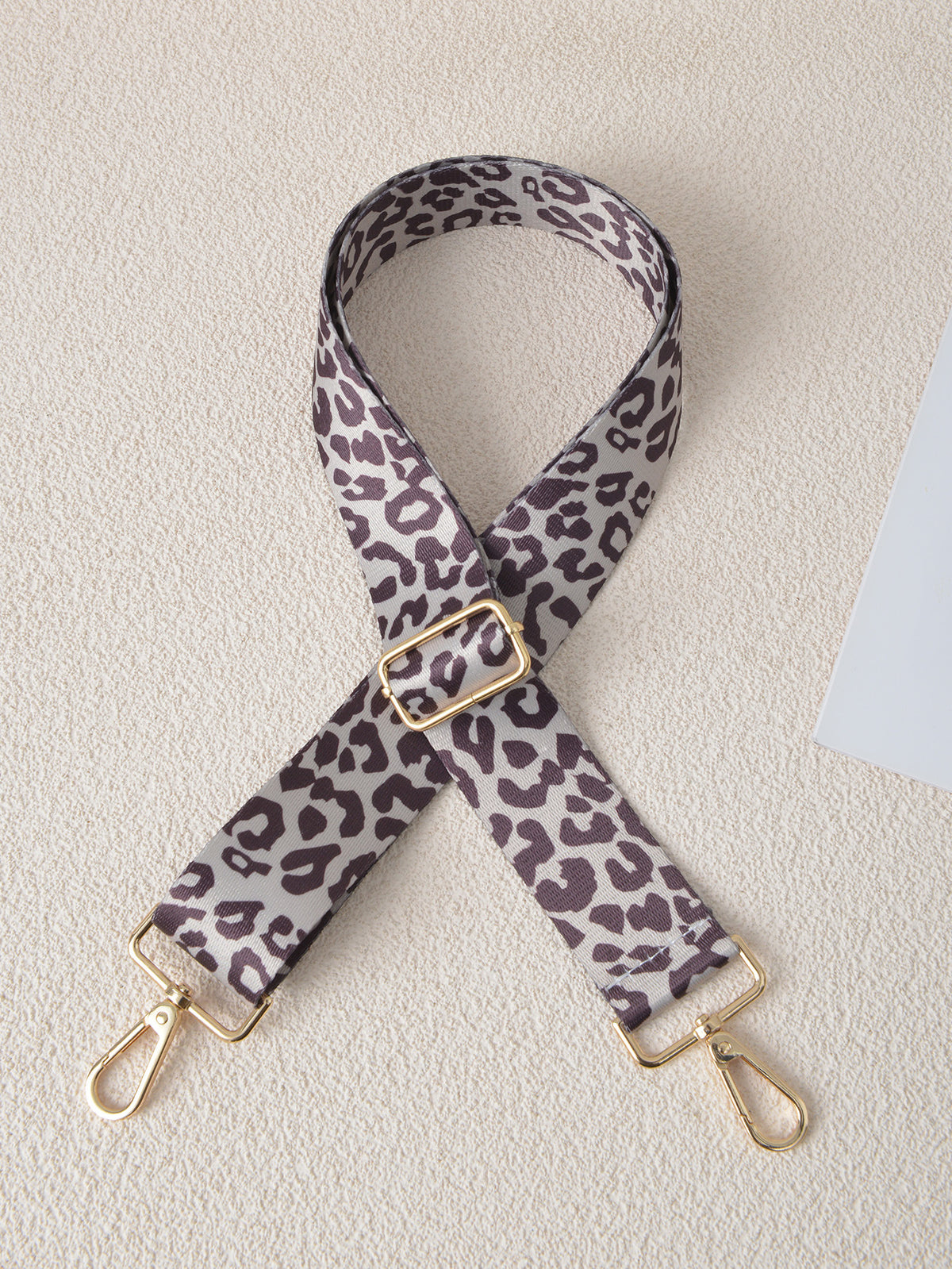 Leopard Print Adjustable Crossbody Bag Strap - Khaki_G