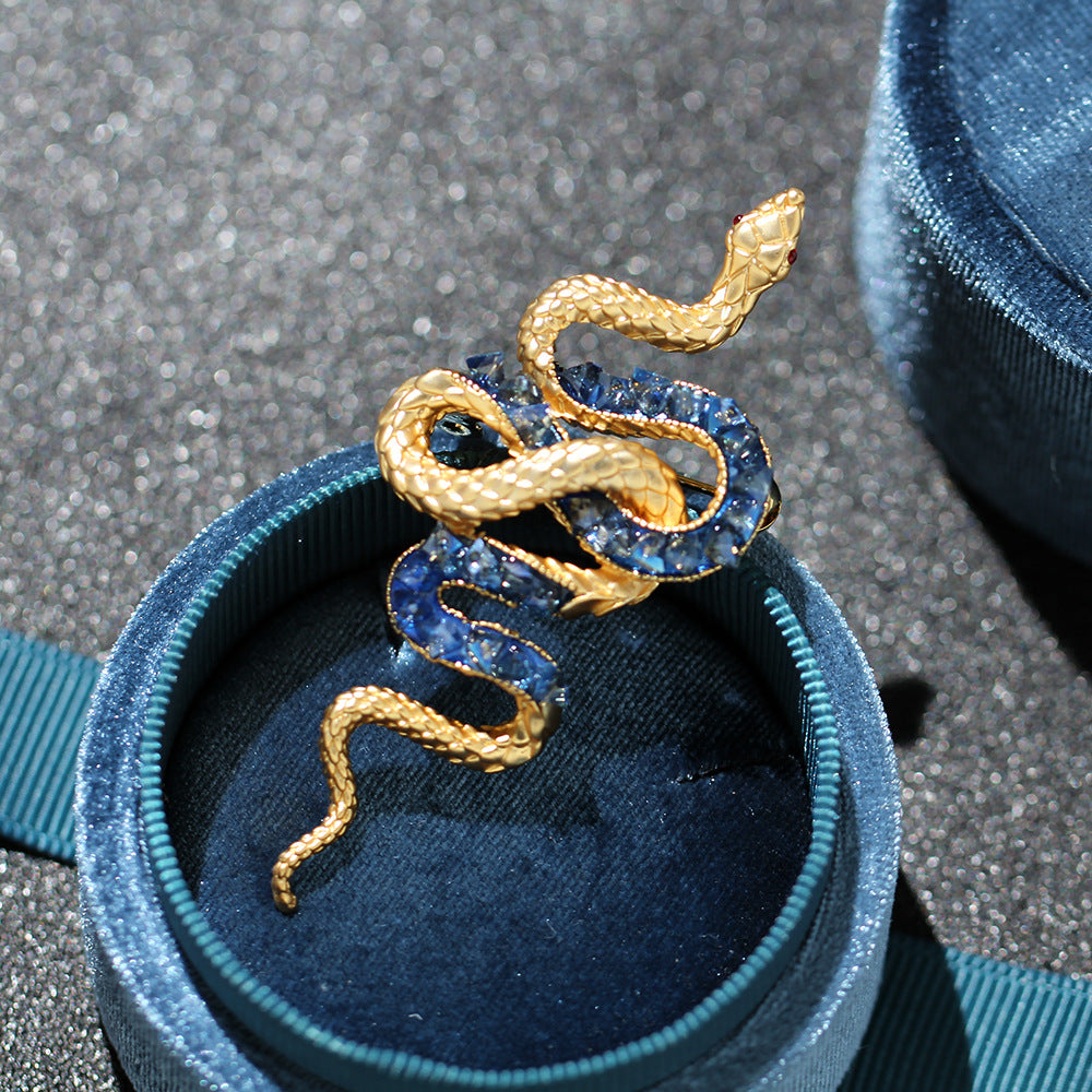 Twin Serpent Crystal Statement Brooch