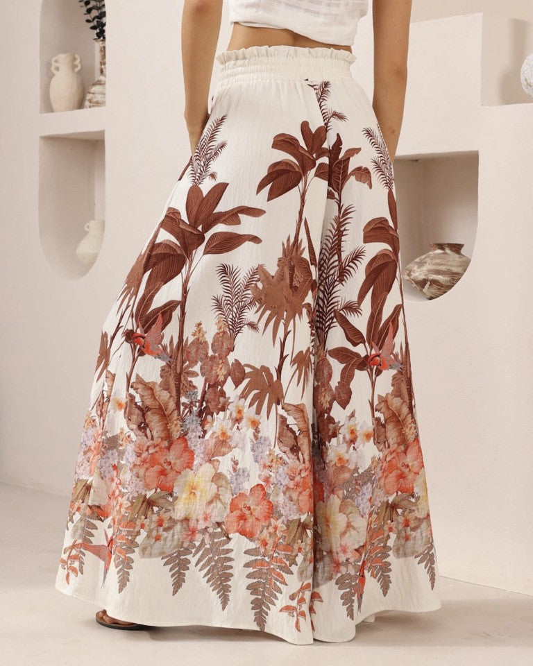 Tropical Floral Wide Leg Palazzo Pants - Decor - 2