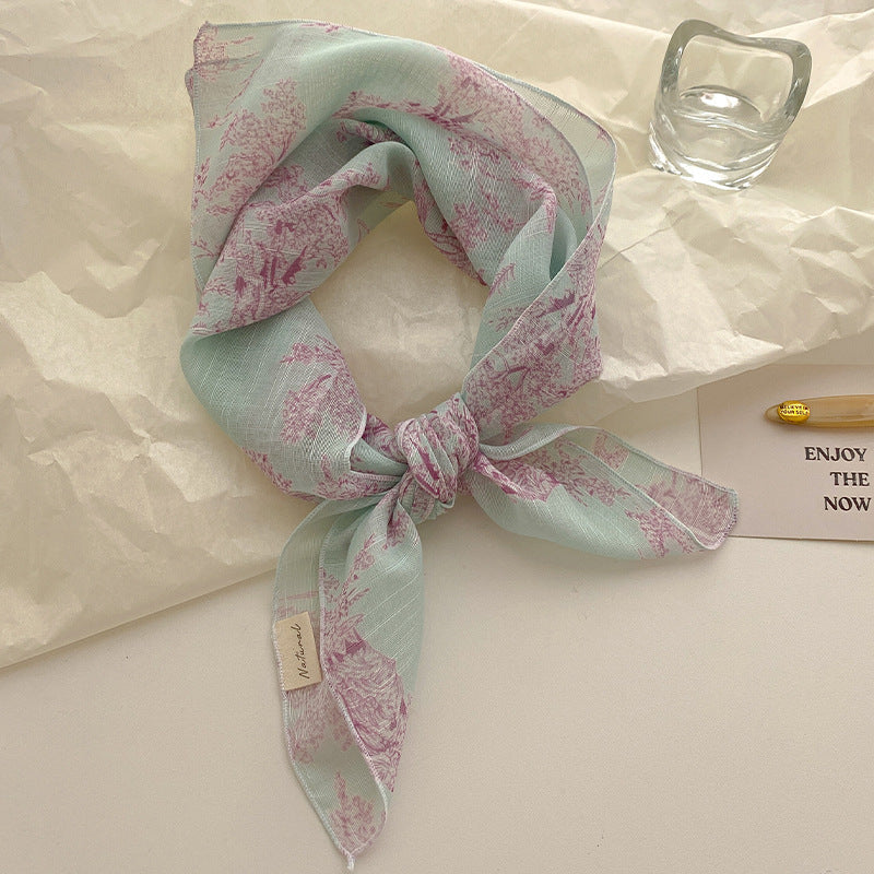 Vintage Floral Neck Bandana Scarf for Women - C10