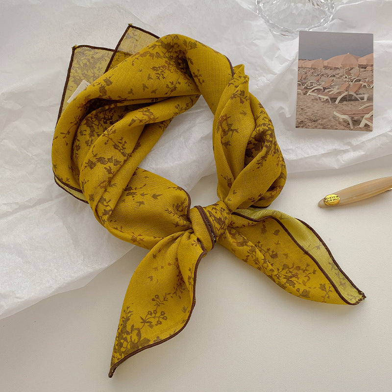 Vintage Floral Neck Bandana Scarf for Women - C6