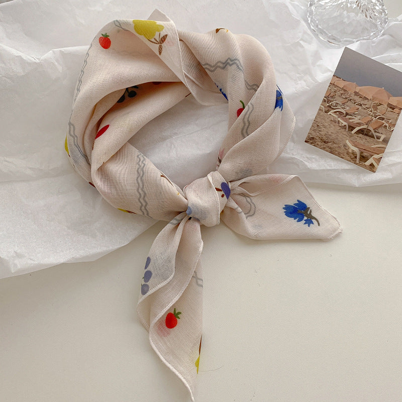Vintage Floral Neck Bandana Scarf for Women - C9