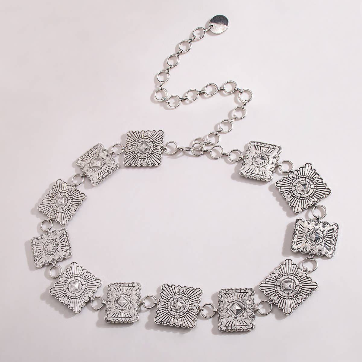 Engraved Square Concho Western Waist Chain