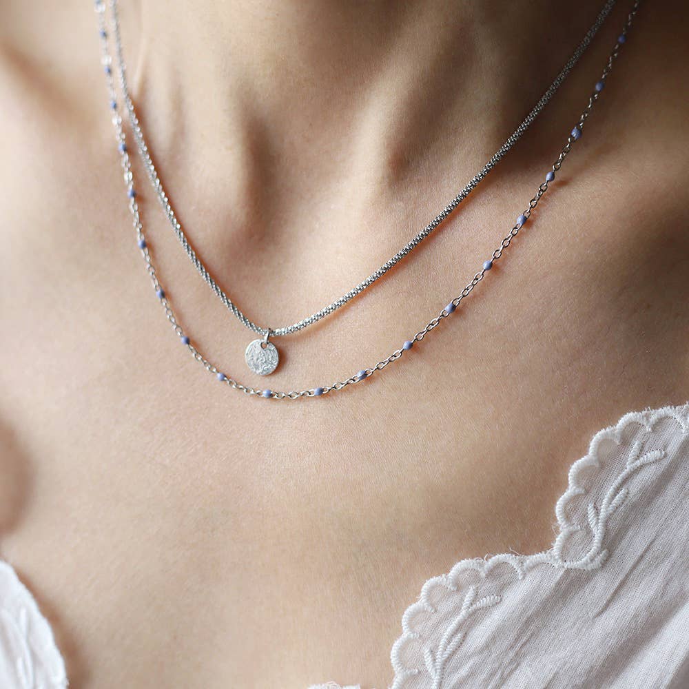 Beaded Double Layer Coin Pendant Necklace