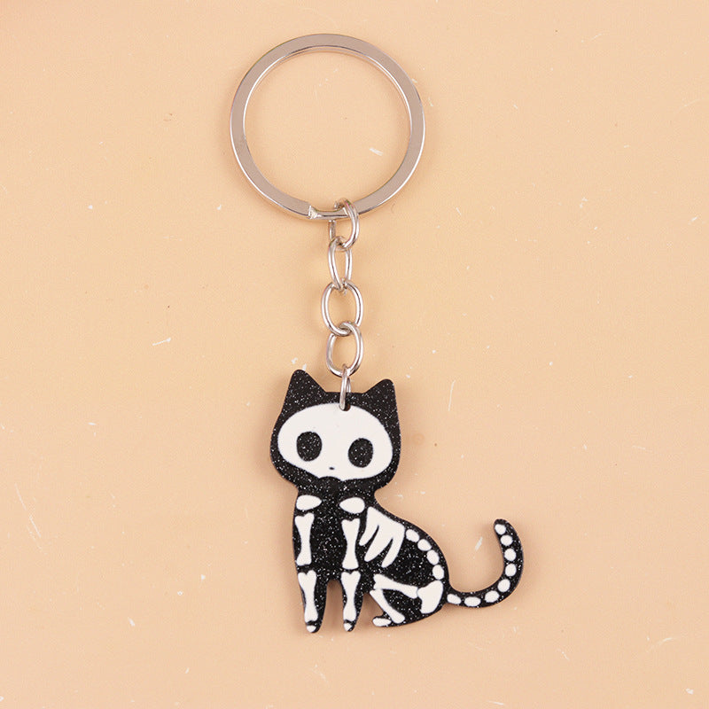 Skeleton Animal X-Ray Keychain - Cat