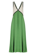 Color Block Contrast Panel Slip Maxi Dress - Green