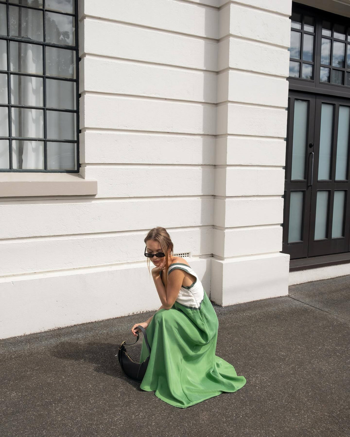 Color Block Contrast Panel Slip Maxi Dress - Green - 5