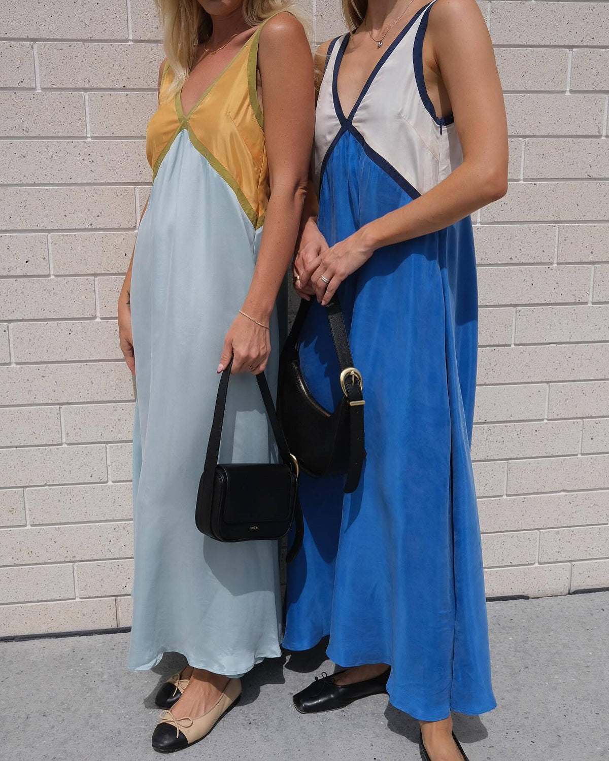 Color Block Contrast Panel Slip Maxi Dress - Royal - 3